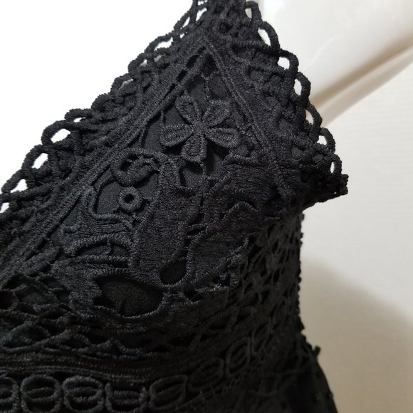 SHEIN top Large lingerie style babydoll swiss dot sheer crochet lace keyhole - Picture 7 of 14